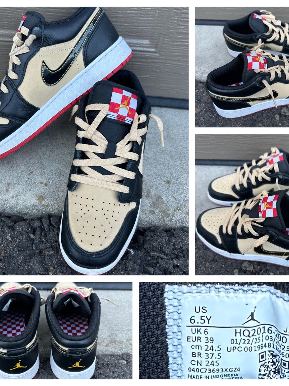 Jordan 1 Low "Pizza" in Black, Beige & Red